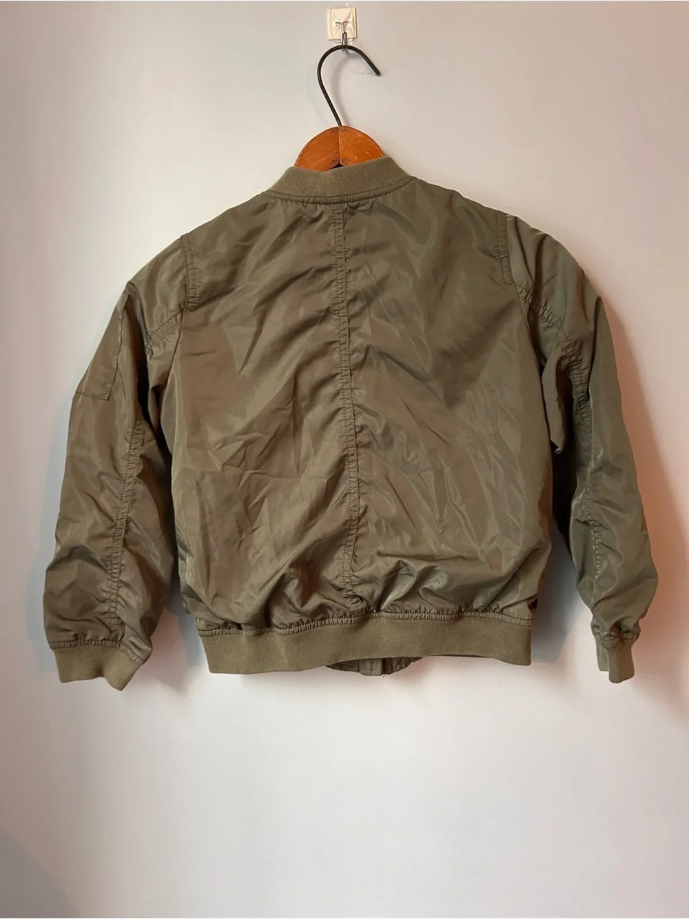 OshKosh B'gosh Girls Bomber Jacket 8 Olive Green Coat Gold Buttons
